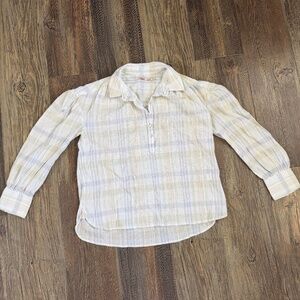 Faherty Organic Cotton Plaid Popover Shirt – Size M
